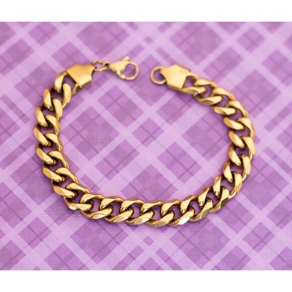 Vintage Simple Curb Chain Bracelet 9 Inch- V12 - Picture 1 of 3